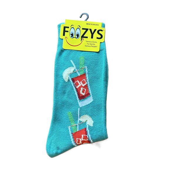 Foozys Teal Crew Length Cocktail Socks Men One Size New - Picture 1 of 2